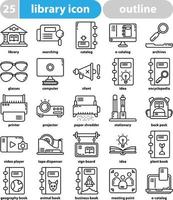 library icon set. library and school themed icons. vector