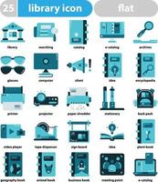 library icon set. library and school themed icons. vector