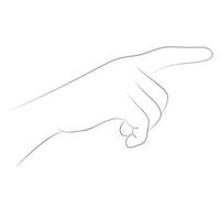 linear sketch of human hand gesture with showing finger vector