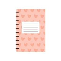 pink notebook with hearts drawn vector