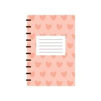 pink notebook with hearts drawn vector