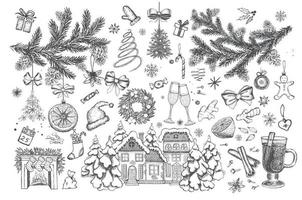 Christmas pattern in sketch style. Hand drawn. vector