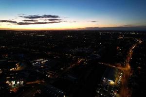 Illuminated city, Aerial footage at night photo