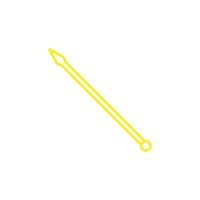 eps10 icono de contorno de lanza de vector amarillo aislado sobre fondo blanco. arma de lanza medieval con símbolo de cabeza puntiaguda en un estilo moderno y sencillo para el diseño de su sitio web, logotipo y aplicación móvil