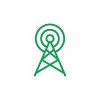 eps10 green vector transmitter Antenna or broadcast icon isolated on white background. WIFI tower outline symbol in a simple flat trendy modern style for your website design, logo, and mobile app