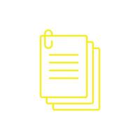 eps10 yellow vector stack of paper with clip icon isolated on white background. Document papers pile outline symbols in a simple flat trendy modern style for your website design, logo, and mobile app