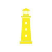 eps10 yellow vector lighthouse tower building icon isolated on white background. Searchlight Island Beach Coast symbol in a simple flat trendy modern style for your website design, logo, and mobile