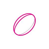 eps10 pink vector rugby ball abstract line art icon isolated on white background. Rugby sport ball outline symbol in a simple flat trendy modern style for your website design, logo, and mobile app