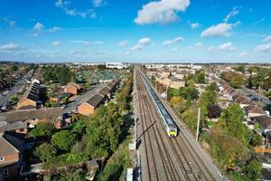 High Angle Aerial View of British City on Beautiful Day of Winter photo