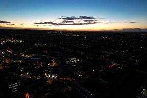 Illuminated city, Aerial footage at night photo