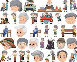 Collection of elderly people icons vector