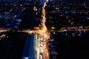 Illuminated city, Aerial footage at night photo