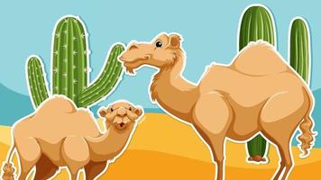 Background template of camels in the desert vector