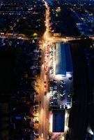 Illuminated city, Aerial footage at night photo