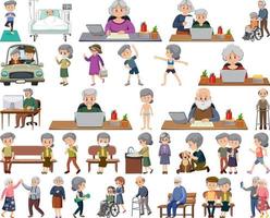 Collection of elderly people icons vector