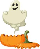 calabaza de decoración con fantasma espeluznante vector