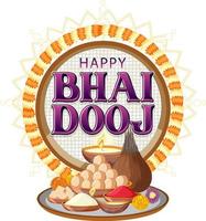 feliz día de bhai dooj diseño de texto vector