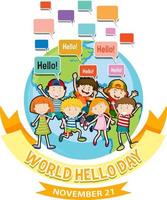 World hello day banner design vector