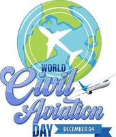 World civil aviation text for poster or banner design vector