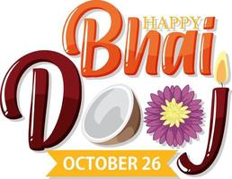 feliz día bhai dooj diseño de banner de texto vector