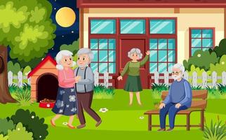 Elderly people doing activity at park vector