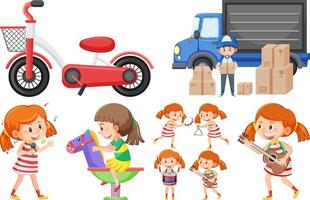 Set of children doing different activities vector