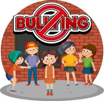 Stop Bullying text with cartoon character vector