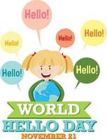 World hello day banner design vector