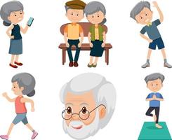 Collection of elderly people icons vector