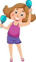 Happy girl playing maracas vector