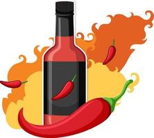 Chili sauce bottle with fire vector