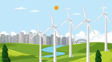 Thumbnail design with wind turbine landscape vector