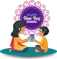 Happy Bhai Dooj Day Text Banner Design vector