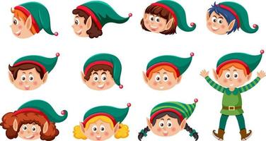 Christmas elves cartoon character collection vector