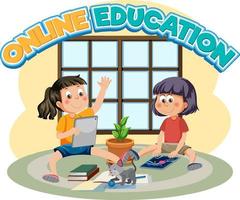 Online education with cartoon character vector