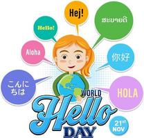 World hello day poster design vector