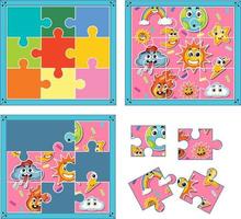 Jigsaw puzzle game template vector