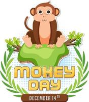 Monkey day text banner design vector