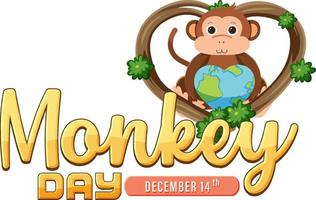 Monkey day text banner design vector