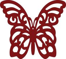 Red butterfly design made with lines on a white background with specific patterns on it vector