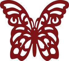 Red butterfly design made with lines on a white background with specific patterns on it vector