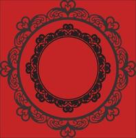Ornamental monogram design made with two black shapes on a red background vector
