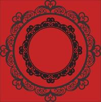 Ornamental monogram design made with two black shapes on a red background vector