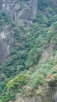 The beautiful mountains landscapes with the green forest and erupted rock cliff as background in the countryside of the China photo