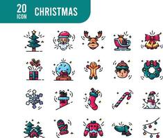 Christmas elements -lineal color web icon set. Linear Color collection. Simple vector illustration.