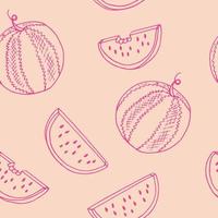 watermelon seamless pattern. hand drawn vector illustration in doodle style. minimalism. wallpaper, textile, wrapping paper, background. juicy fresh fruits summer food