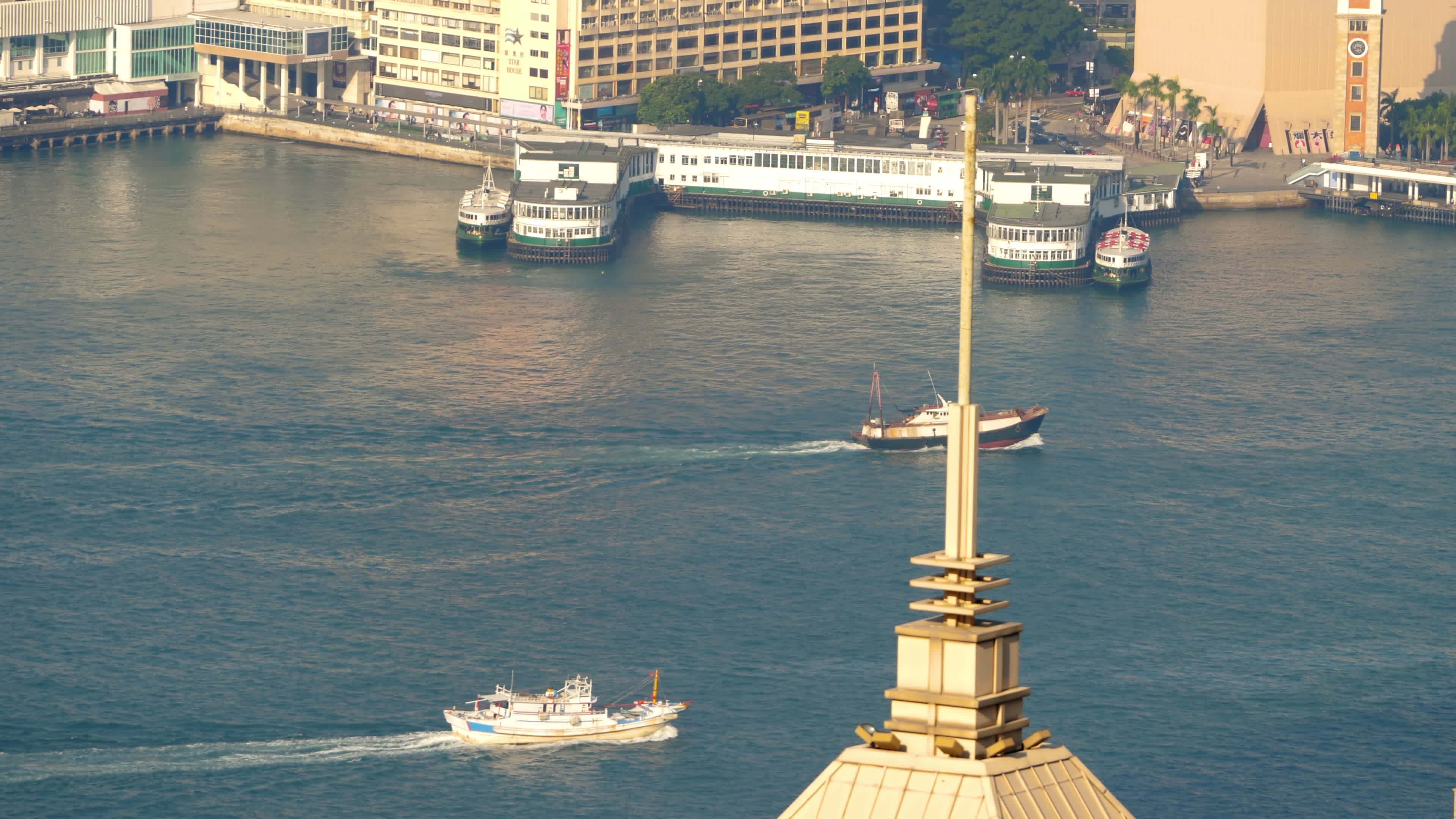 HONG KONG NOVEMBER 8, 2019 - Aerial view on Victoria harbour from the