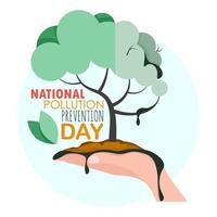 Green and half gray tree on hand with dirty streaks in honor of National Pollution Prevention Day vector