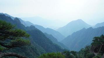 The beautiful mountains landscapes with the green forest and erupted rock cliff as background in the countryside of the China photo