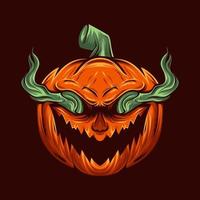 ilustración de vector de cabeza de calabaza de miedo con tema de halloween